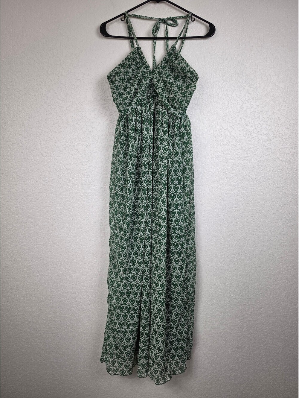 Anthropologie Sincerely Jules Green Floral Smocked Dress